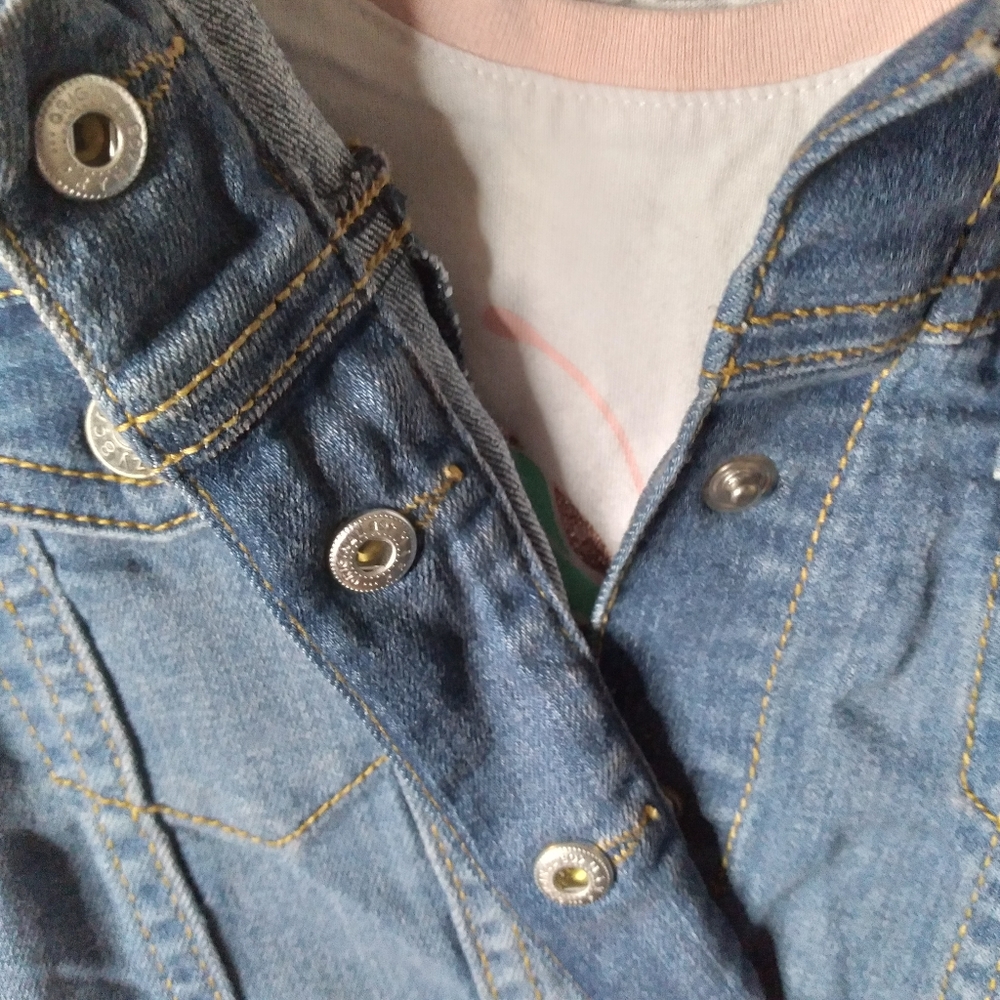 #186 Girls Crazy 8 Blue Demin Button Pocket Jean Jacket - Picture 8 of 16